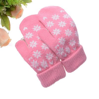 外贸厂家生产销售女士雪花手套包套 提花针织手套 日韩欧美流行